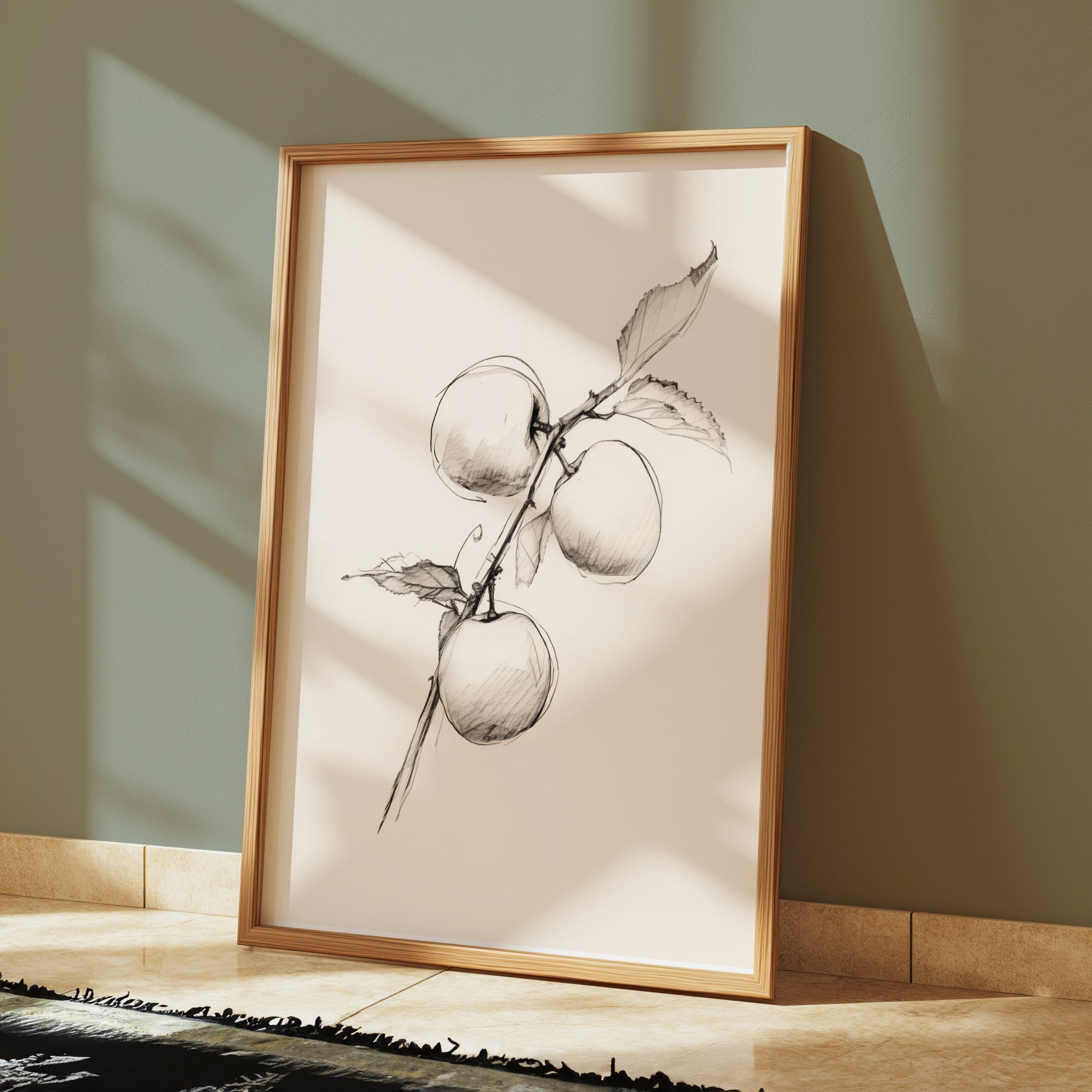 Premium Poster of Sketch of Apples on a Branch Artistic Wall Posters