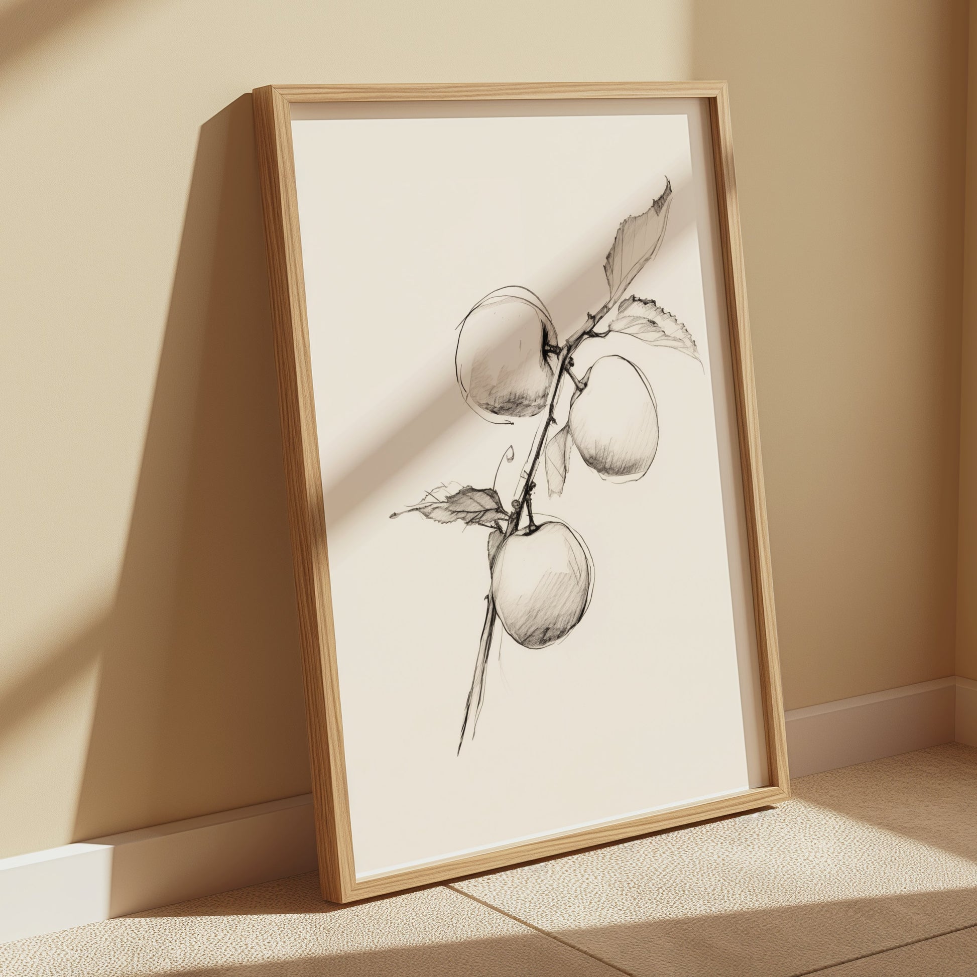 Premium Poster of Sketch of Apples on a Branch Artistic Wall Posters