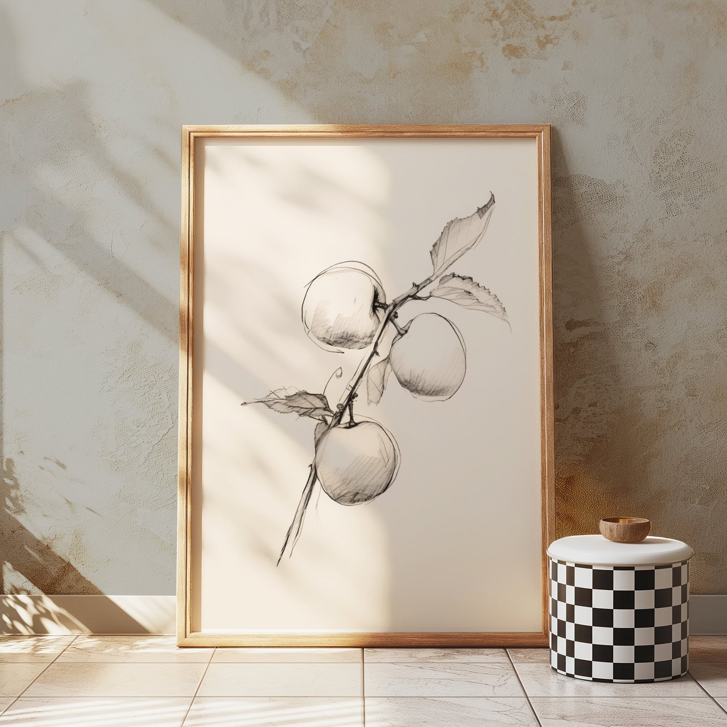 Premium Poster of Sketch of Apples on a Branch Artistic Wall Posters