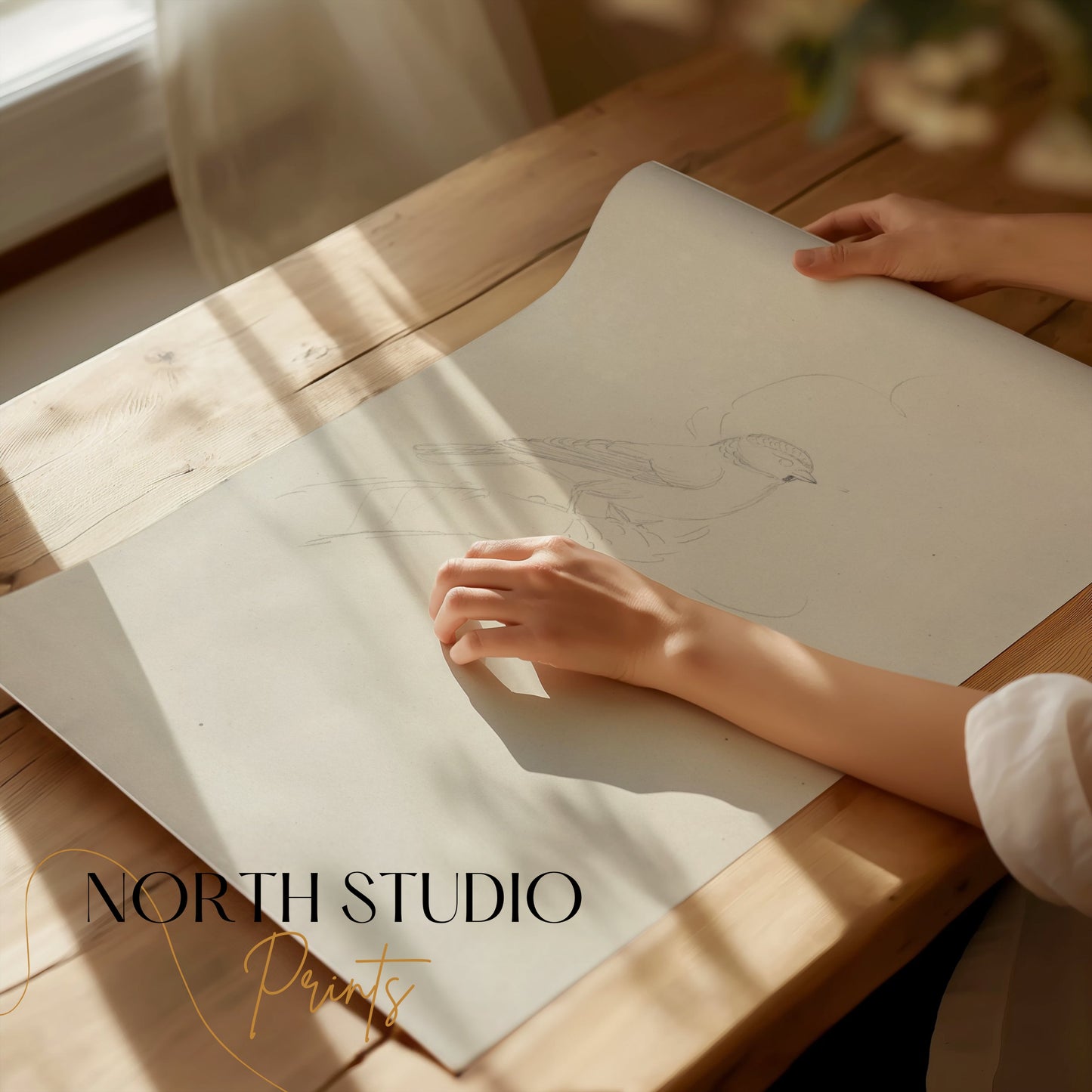 Premium Poster of Sketch of Bird on Branch Minimalist Artwork Posters