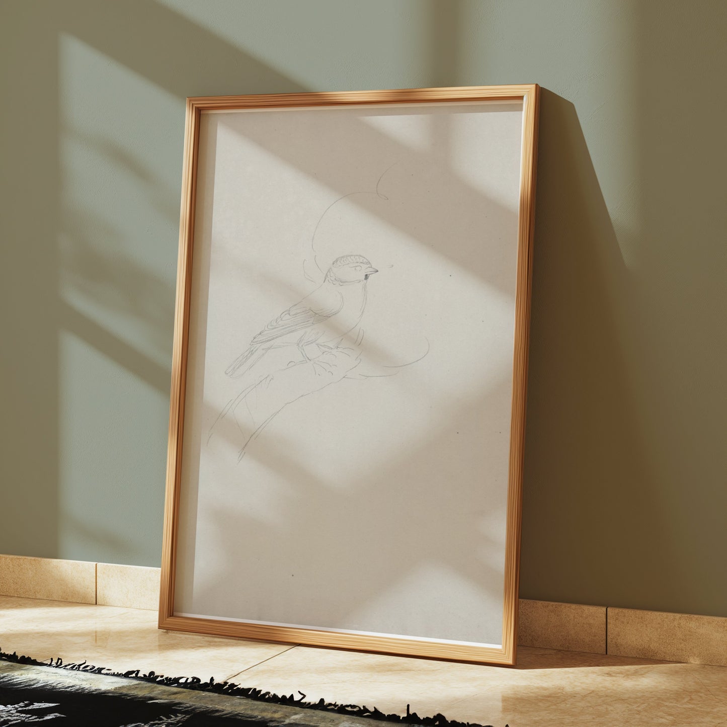 Premium Poster of Sketch of Bird on Branch Minimalist Artwork Posters