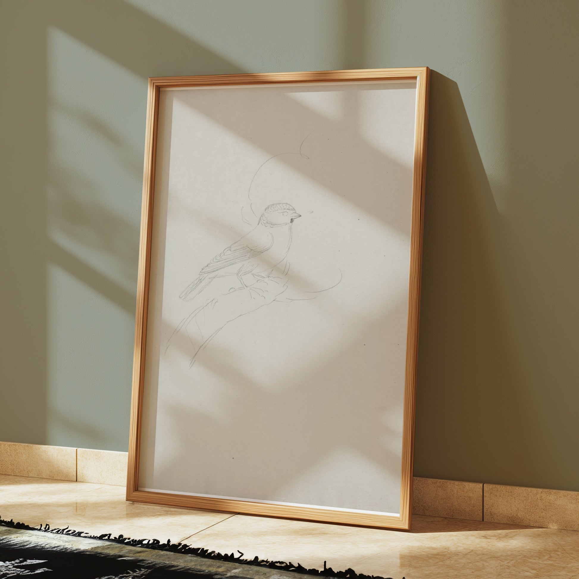 Premium Poster of Sketch of Bird on Branch Minimalist Artwork Posters