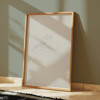 Premium Poster of Sketch of Bird on Branch Minimalist Artwork Posters