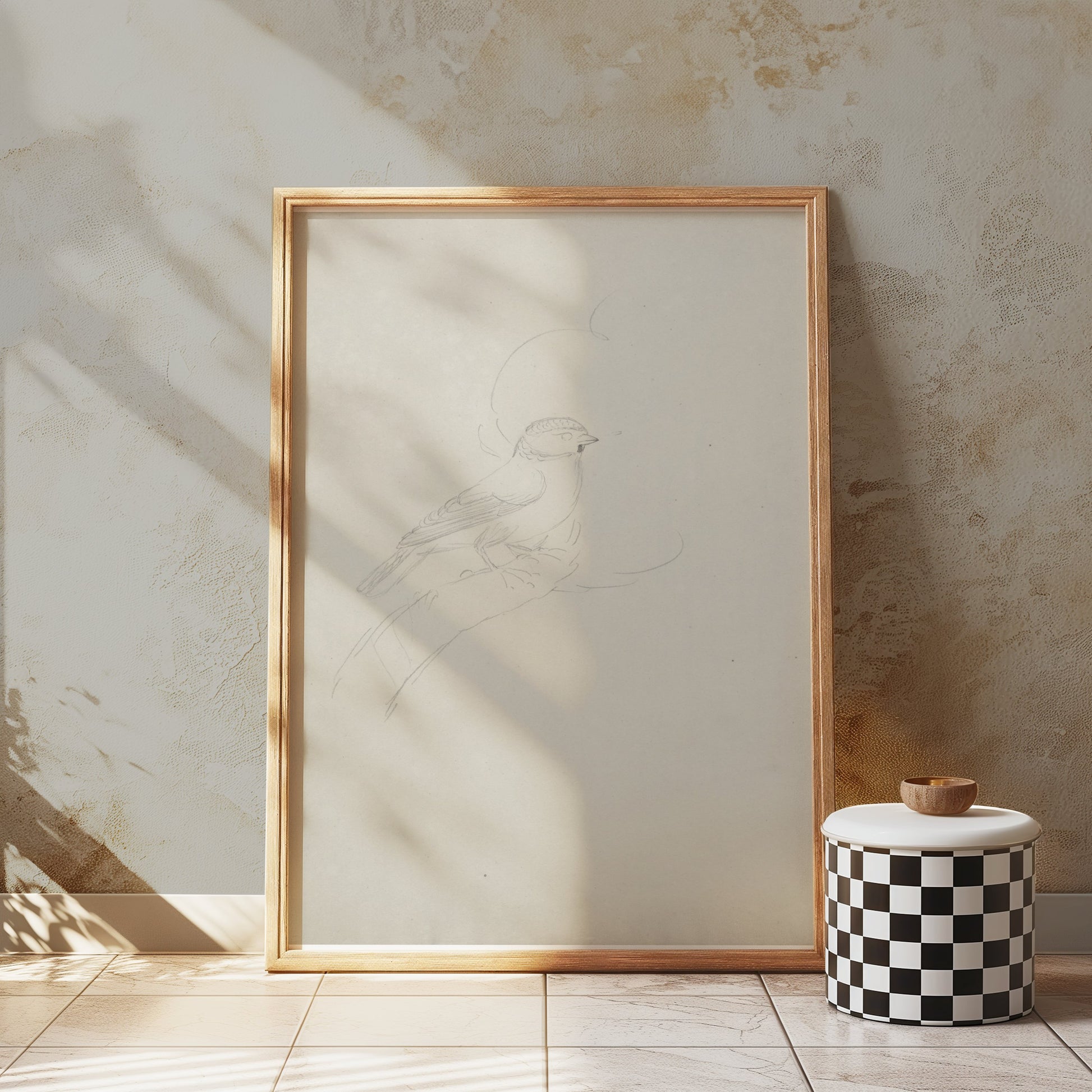 Premium Poster of Sketch of Bird on Branch Minimalist Artwork Posters