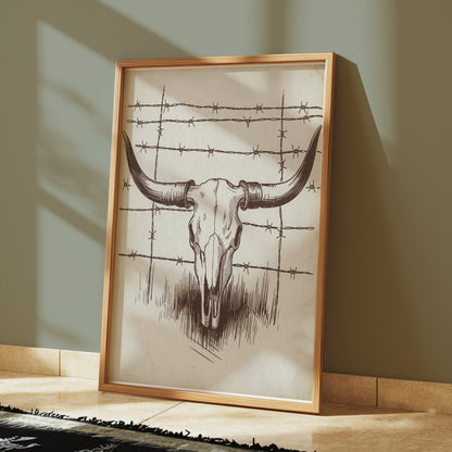 Premium Poster of Skull Artwork with Barbed Wire Graphic Posters