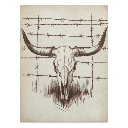 Premium Poster of Skull Artwork with Barbed Wire Graphic Posters