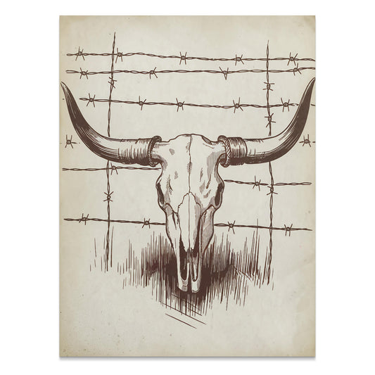 Premium Poster of Skull Artwork with Barbed Wire Graphic Posters