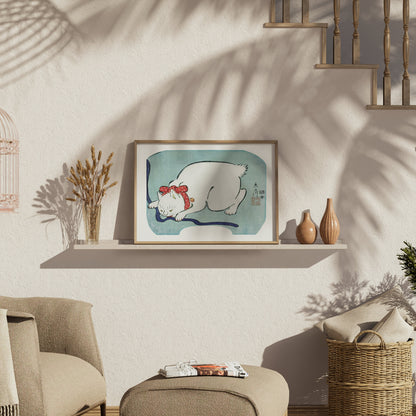 Premium Poster of Sleeping Cat Art with Blue Background Wall Posters