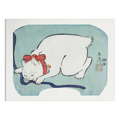 Premium Poster of Sleeping Cat Art with Blue Background Wall Posters