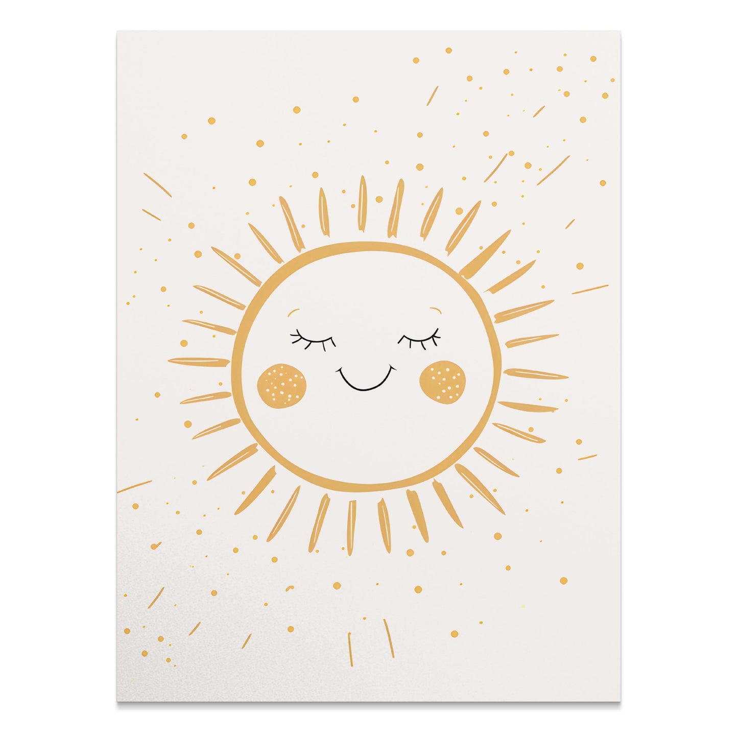Premium Poster of Smiling Sun with Radiating Beams Art Prints Posters