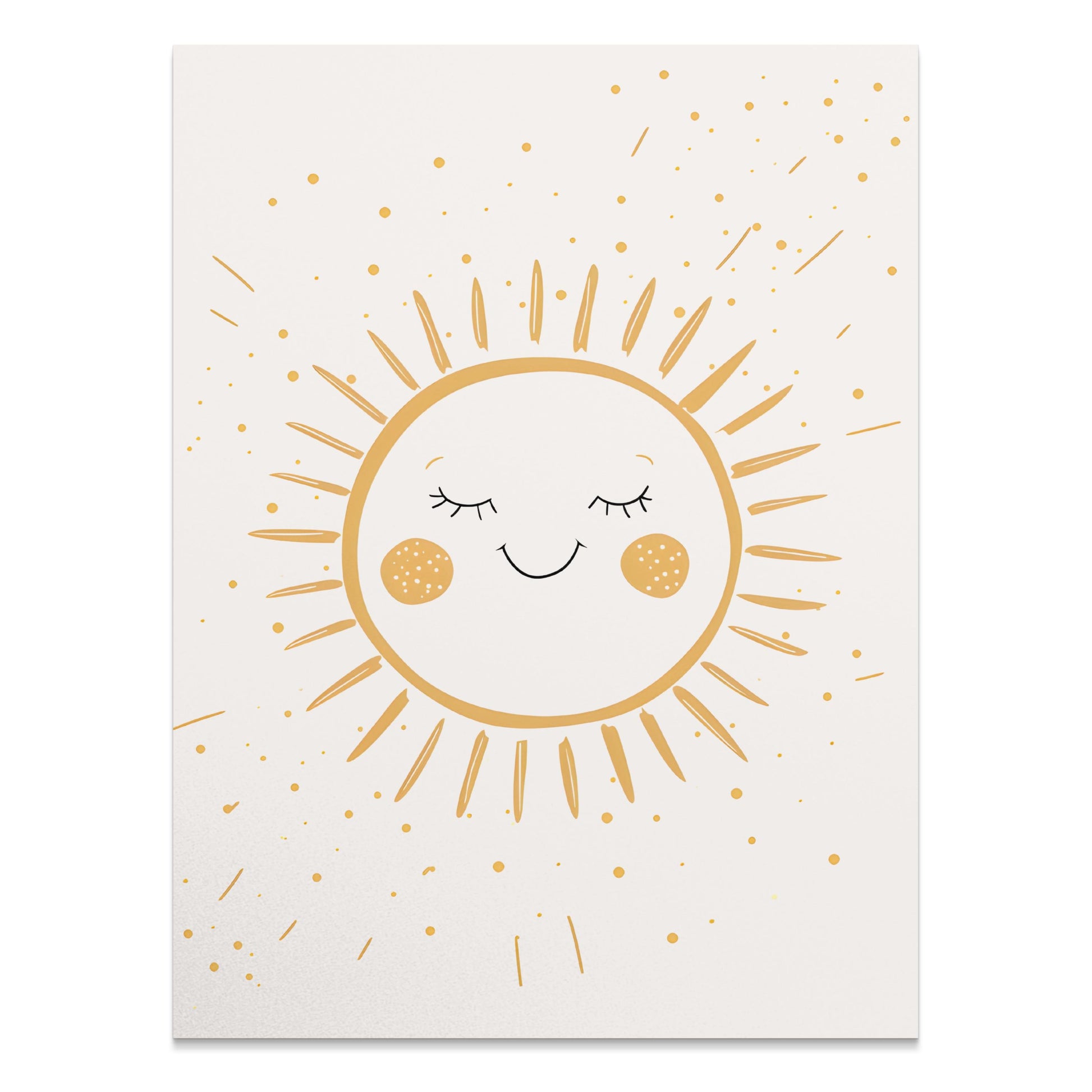 Premium Poster of Smiling Sun with Radiating Beams Art Prints Posters