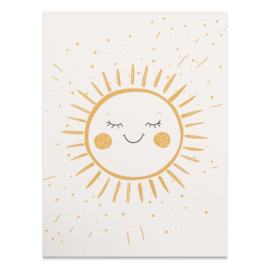 Premium Poster of Smiling Sun with Radiating Beams Art Prints Posters