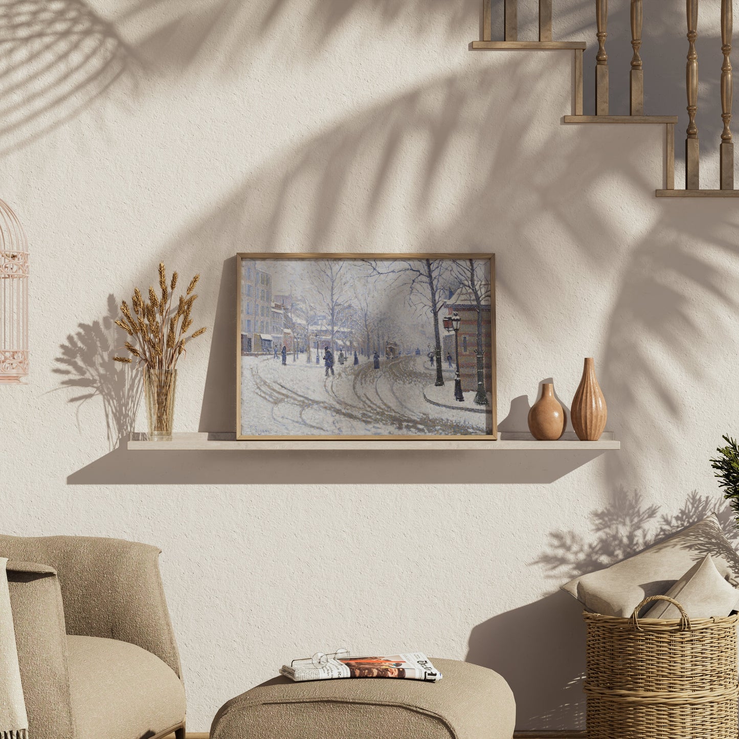 Premium Poster of Snowy Winter Street Scene Artwork Posters