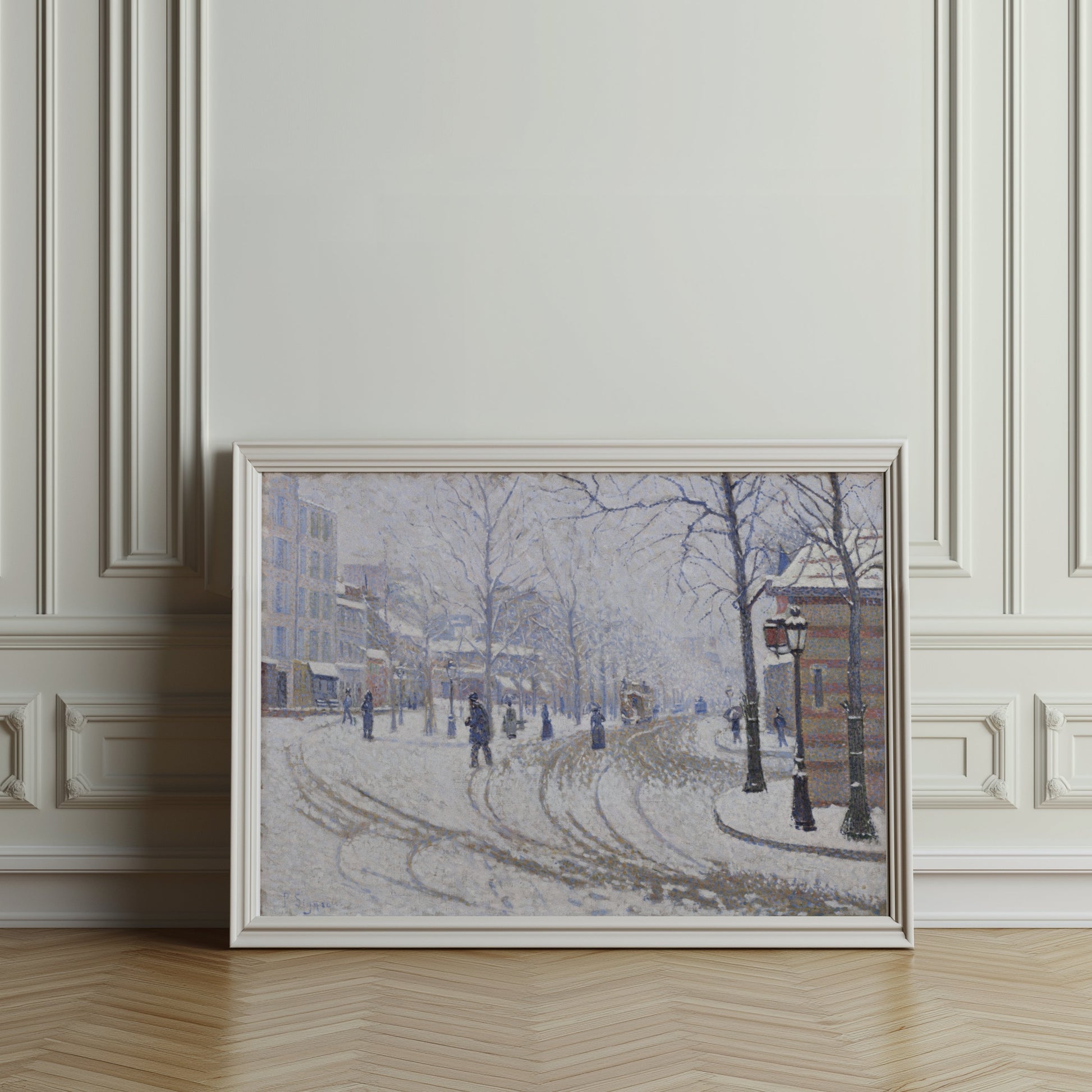 Premium Poster of Snowy Winter Street Scene Artwork Posters