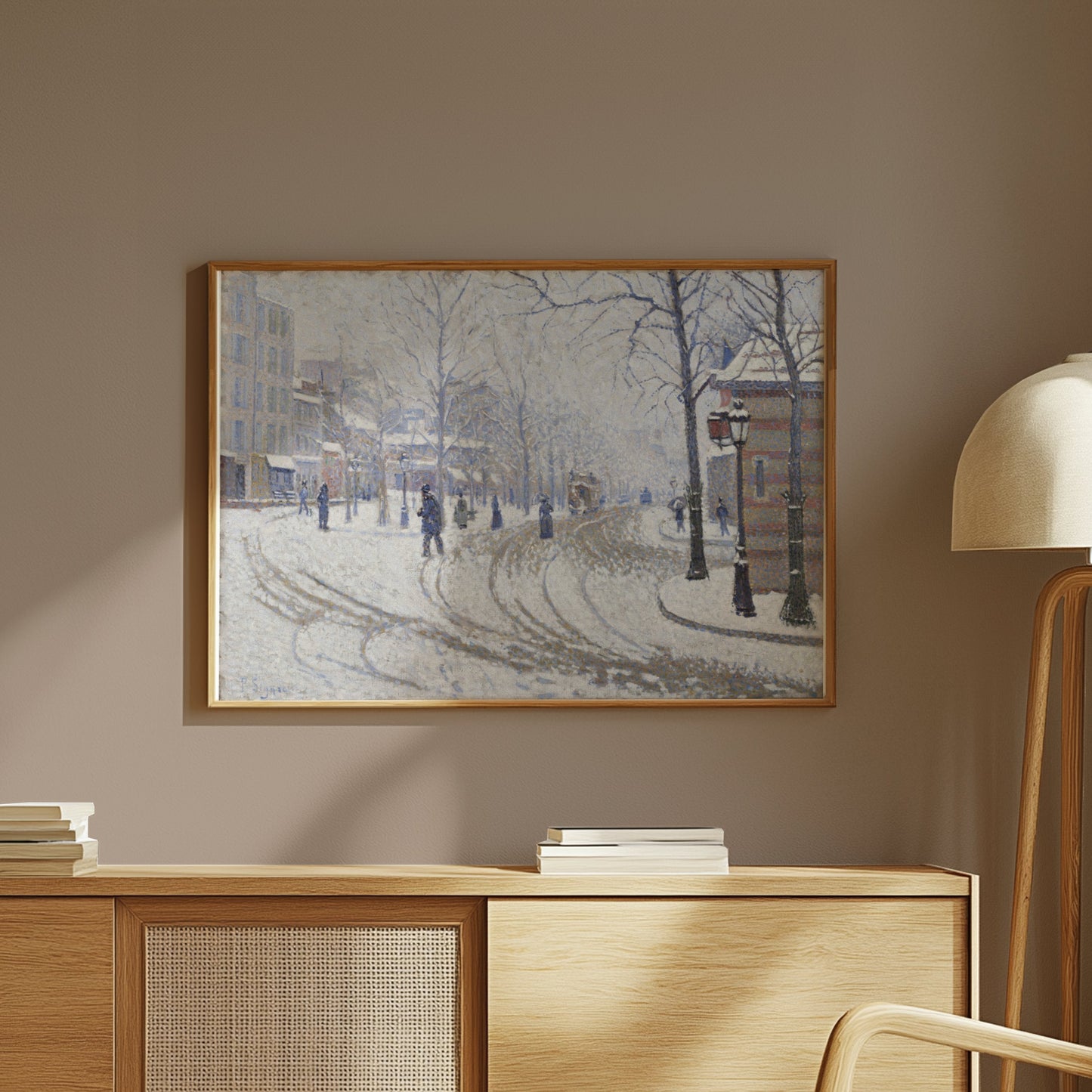 Premium Poster of Snowy Winter Street Scene Artwork Posters