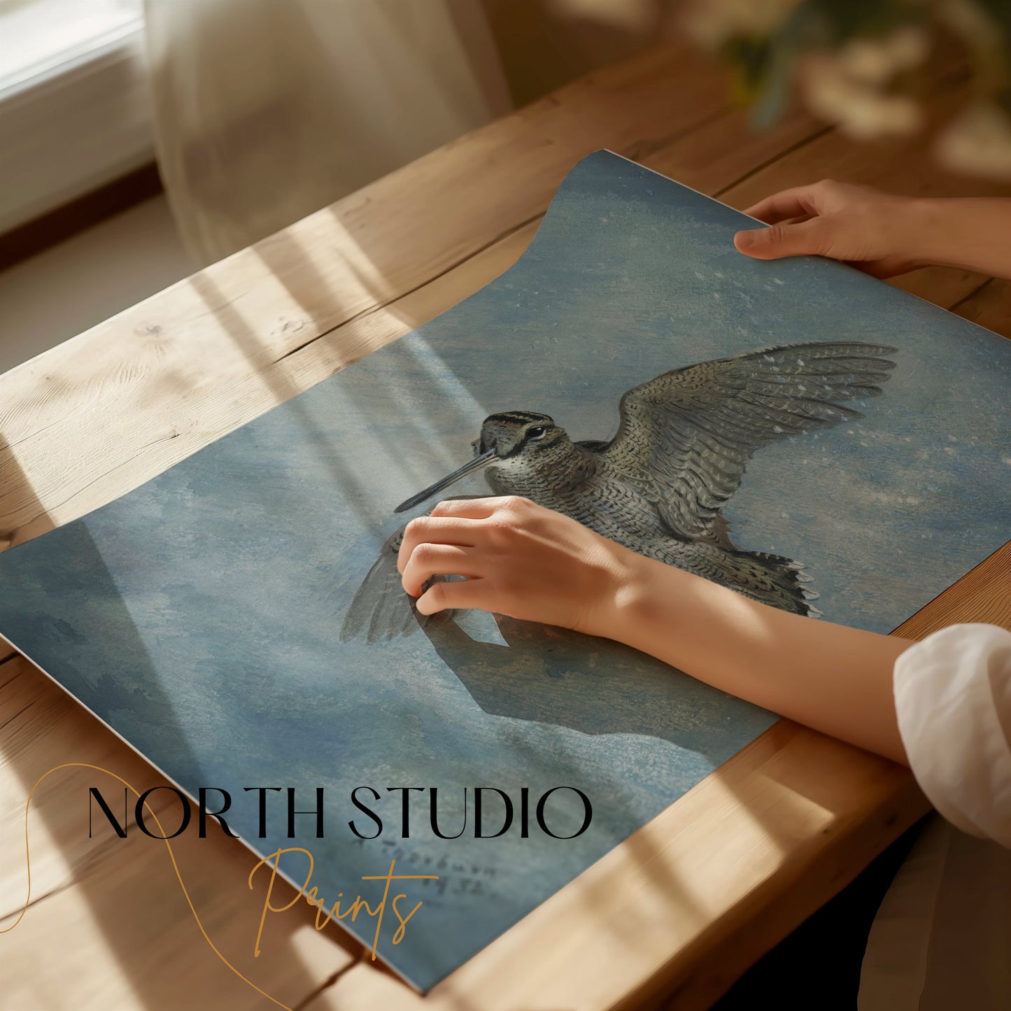 Premium Poster of Soaring Bird Depiction in Blue Sky Art Print Posters