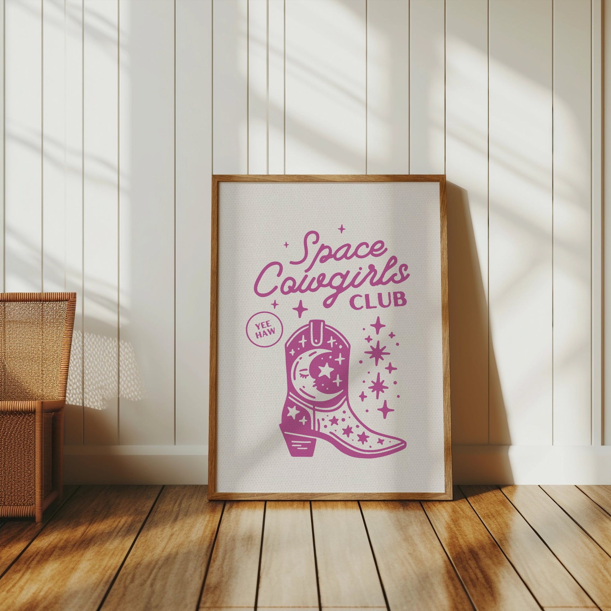 Premium Poster of Space Cowgirls Club Yee Haw Boot Art Print Posters