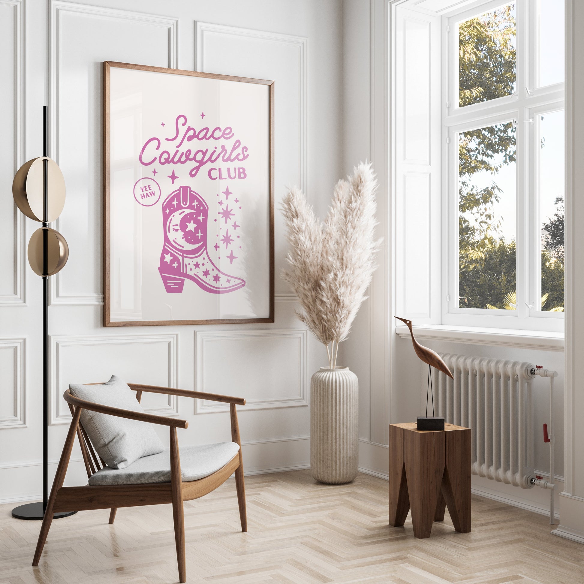 Premium Poster of Space Cowgirls Club Yee Haw Boot Art Print Posters