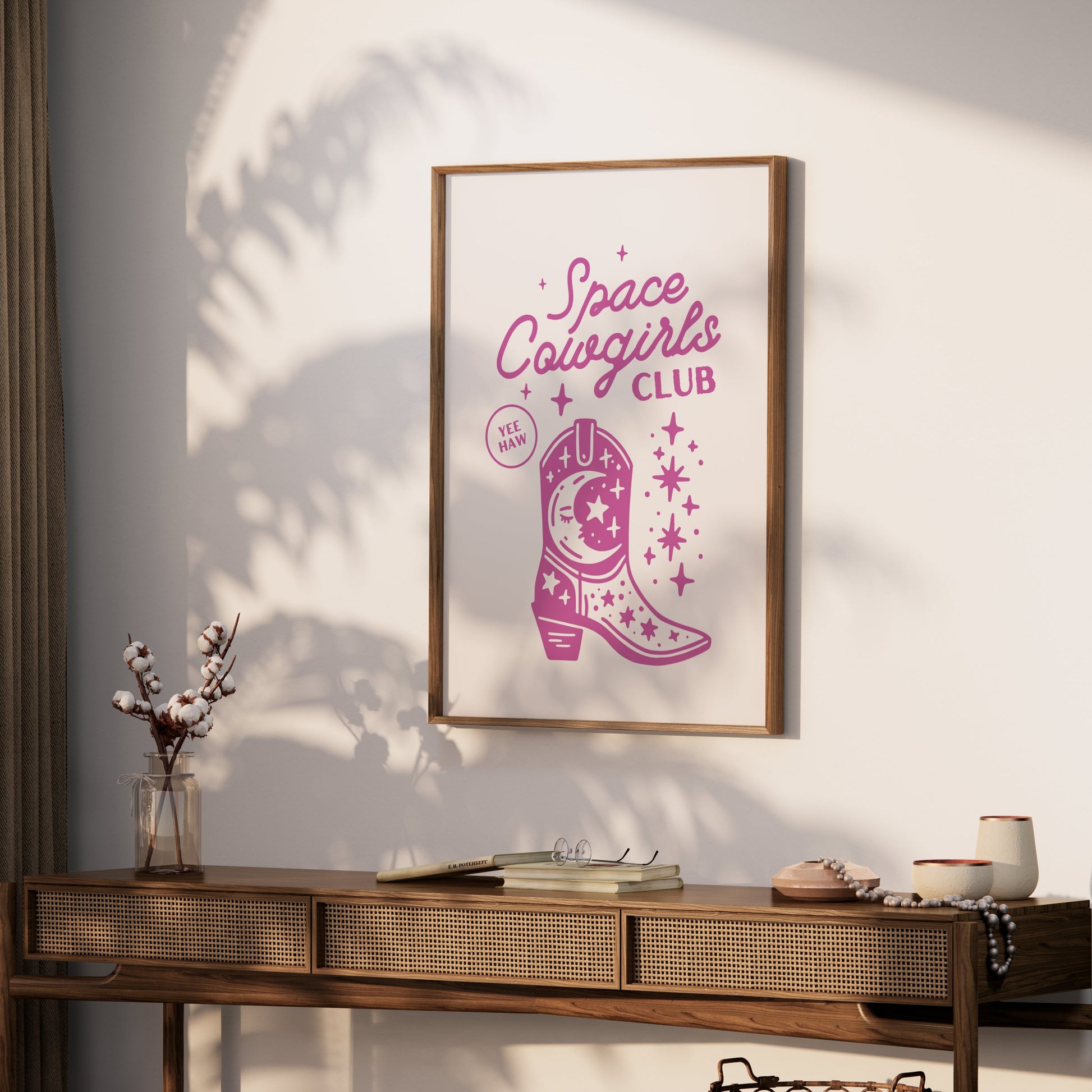 Premium Poster of Space Cowgirls Club Yee Haw Boot Art Print Posters