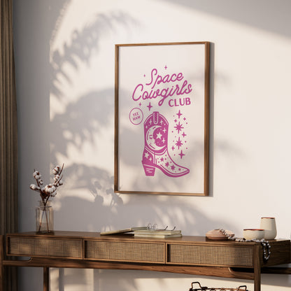 Premium Poster of Space Cowgirls Club Yee Haw Boot Art Print Posters