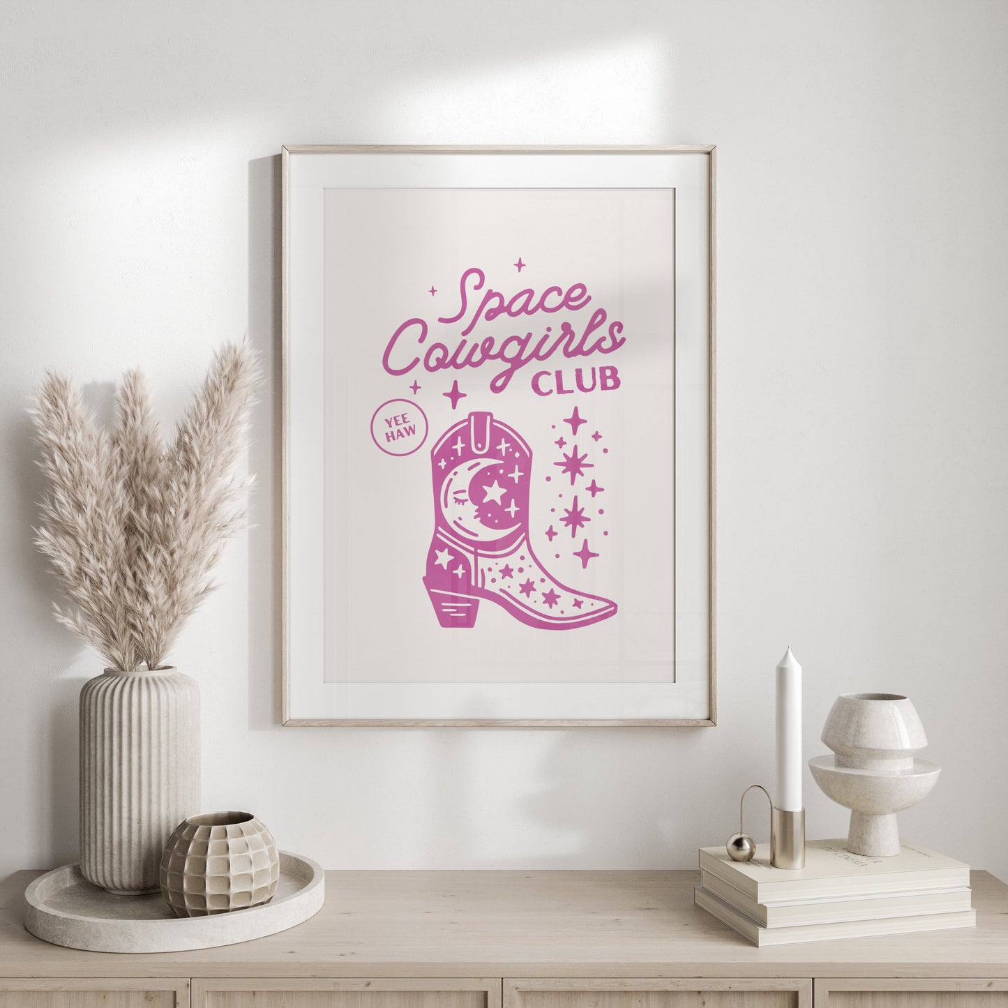 Premium Poster of Space Cowgirls Club Yee Haw Boot Art Print Posters