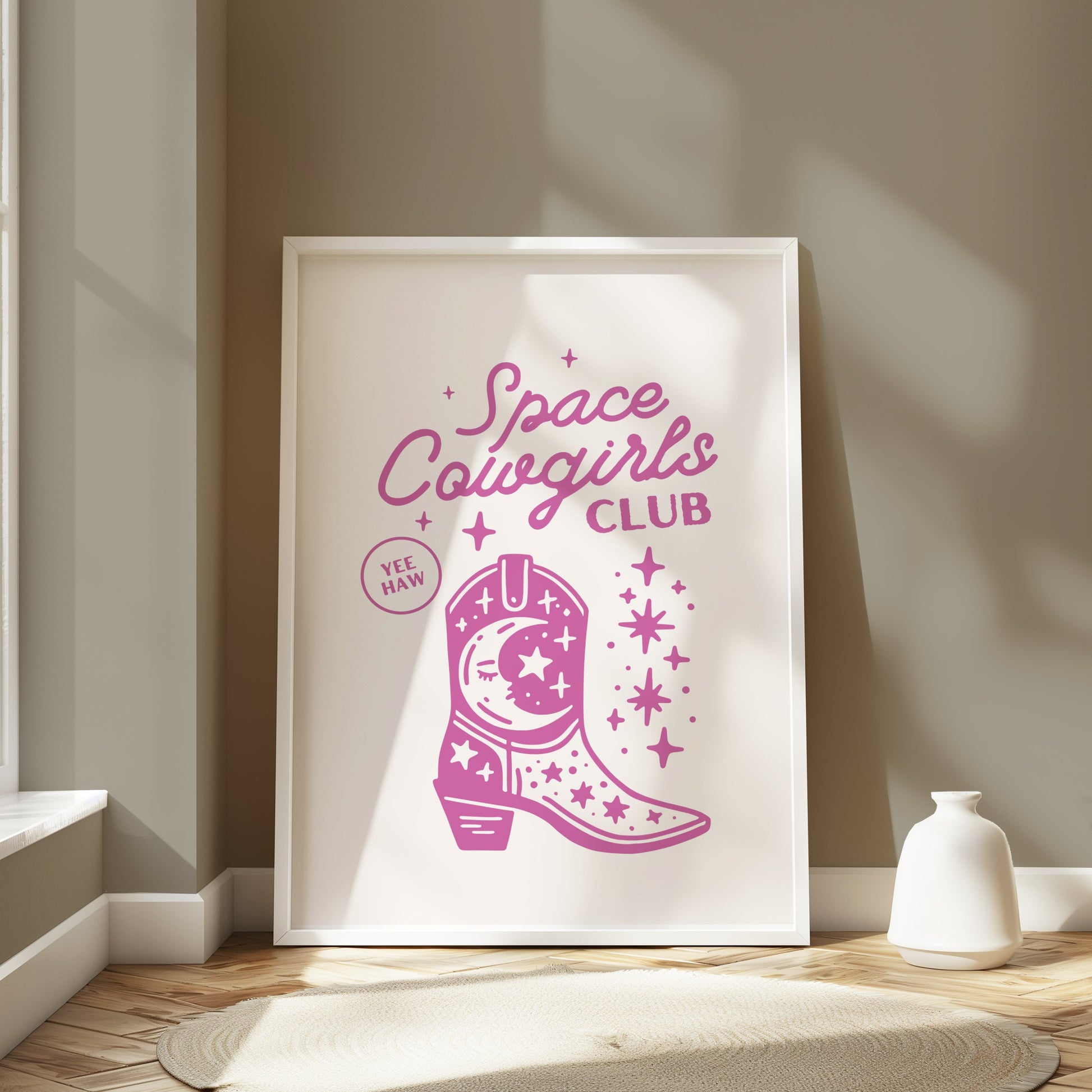 Premium Poster of Space Cowgirls Club Yee Haw Boot Art Print Posters