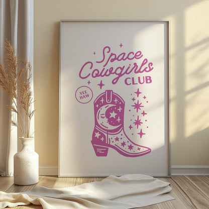 Premium Poster of Space Cowgirls Club Yee Haw Boot Art Print Posters