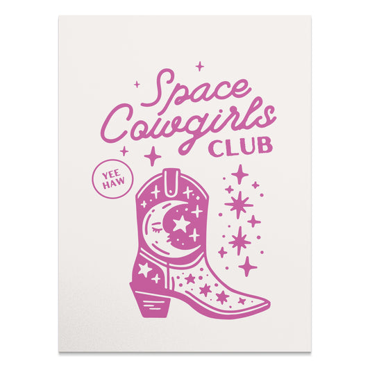 Premium Poster of Space Cowgirls Club Yee Haw Boot Art Print Posters