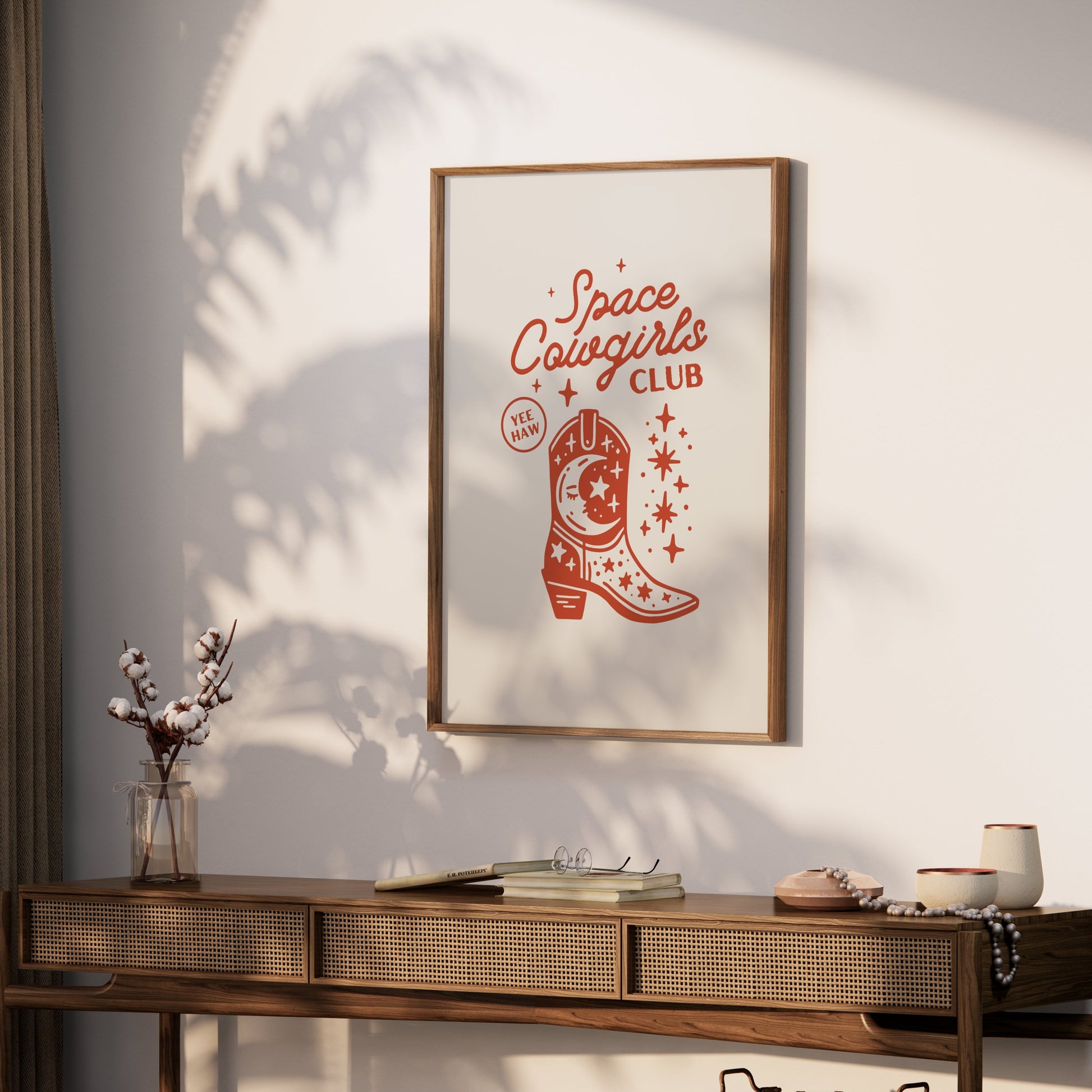 Premium Poster of Space Cowgirls Club Yee Haw Starry Boot Posters