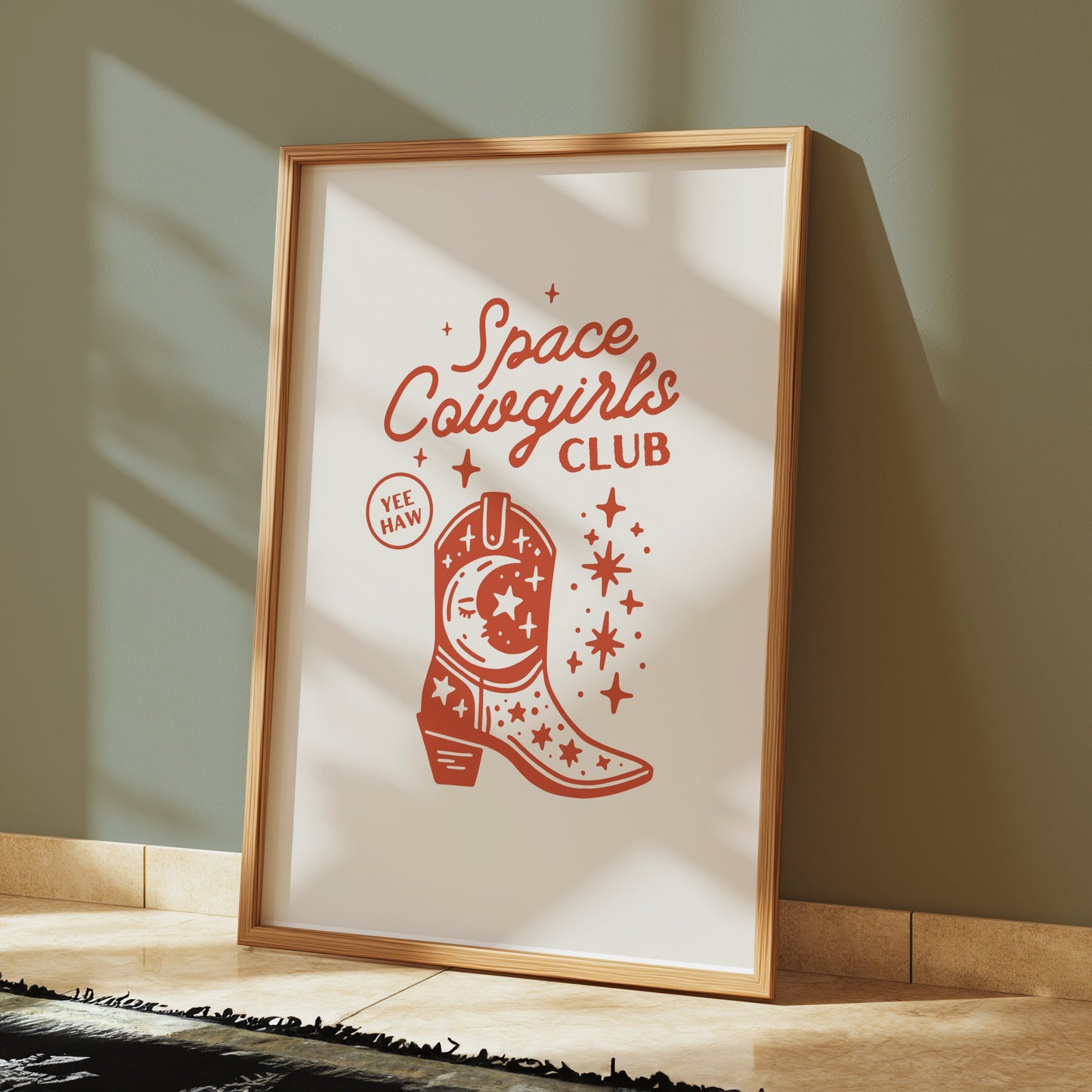 Premium Poster of Space Cowgirls Club Yee Haw Starry Boot Posters