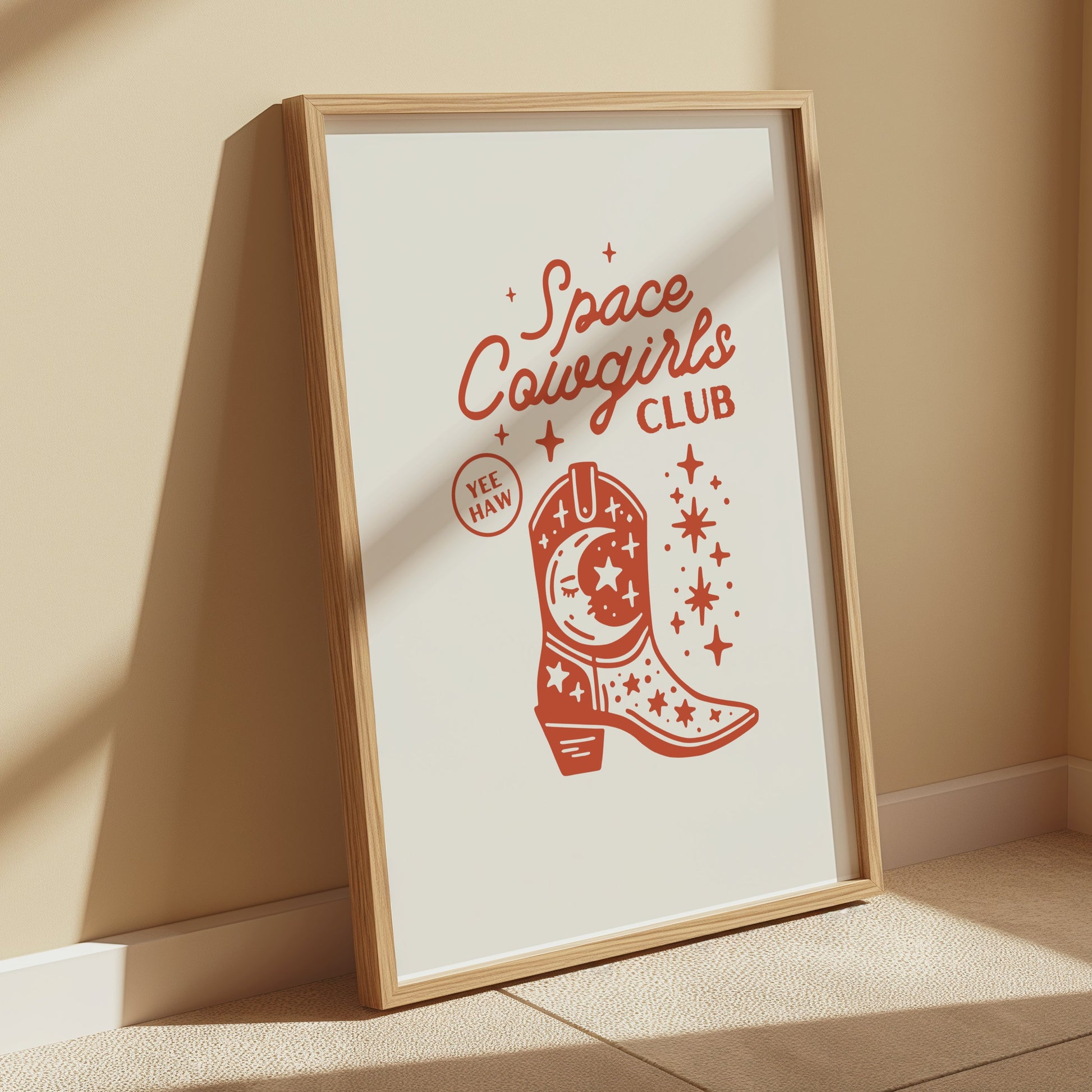Premium Poster of Space Cowgirls Club Yee Haw Starry Boot Posters