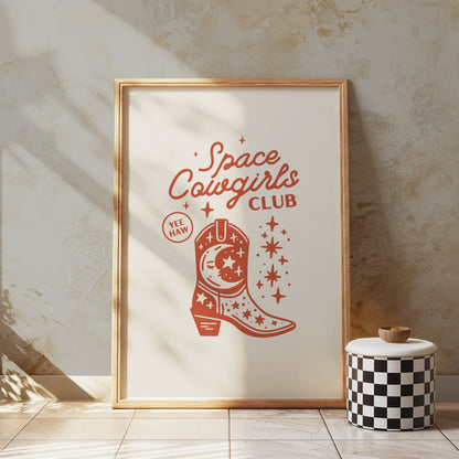 Premium Poster of Space Cowgirls Club Yee Haw Starry Boot Posters