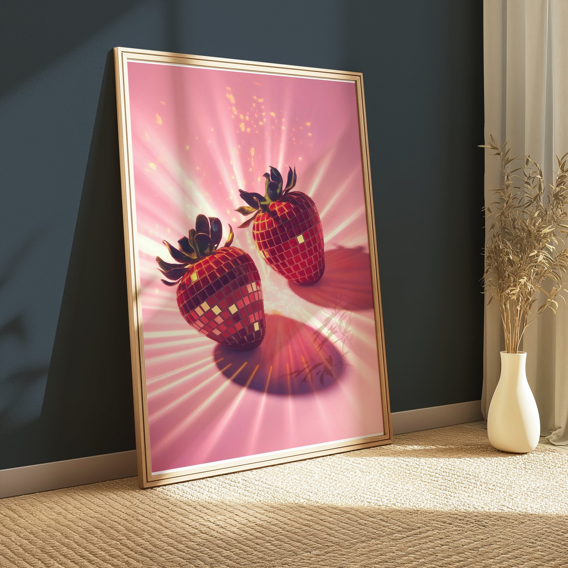 Premium Poster of Sparkling Disco Strawberry Design Art Posters