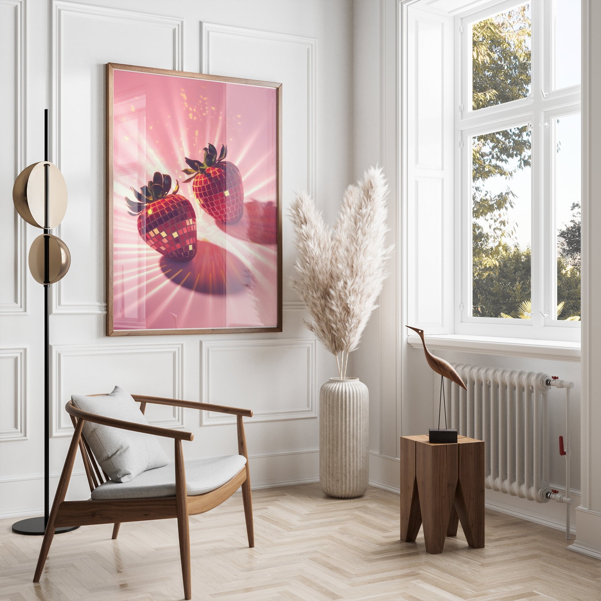 Premium Poster of Sparkling Disco Strawberry Design Art Posters