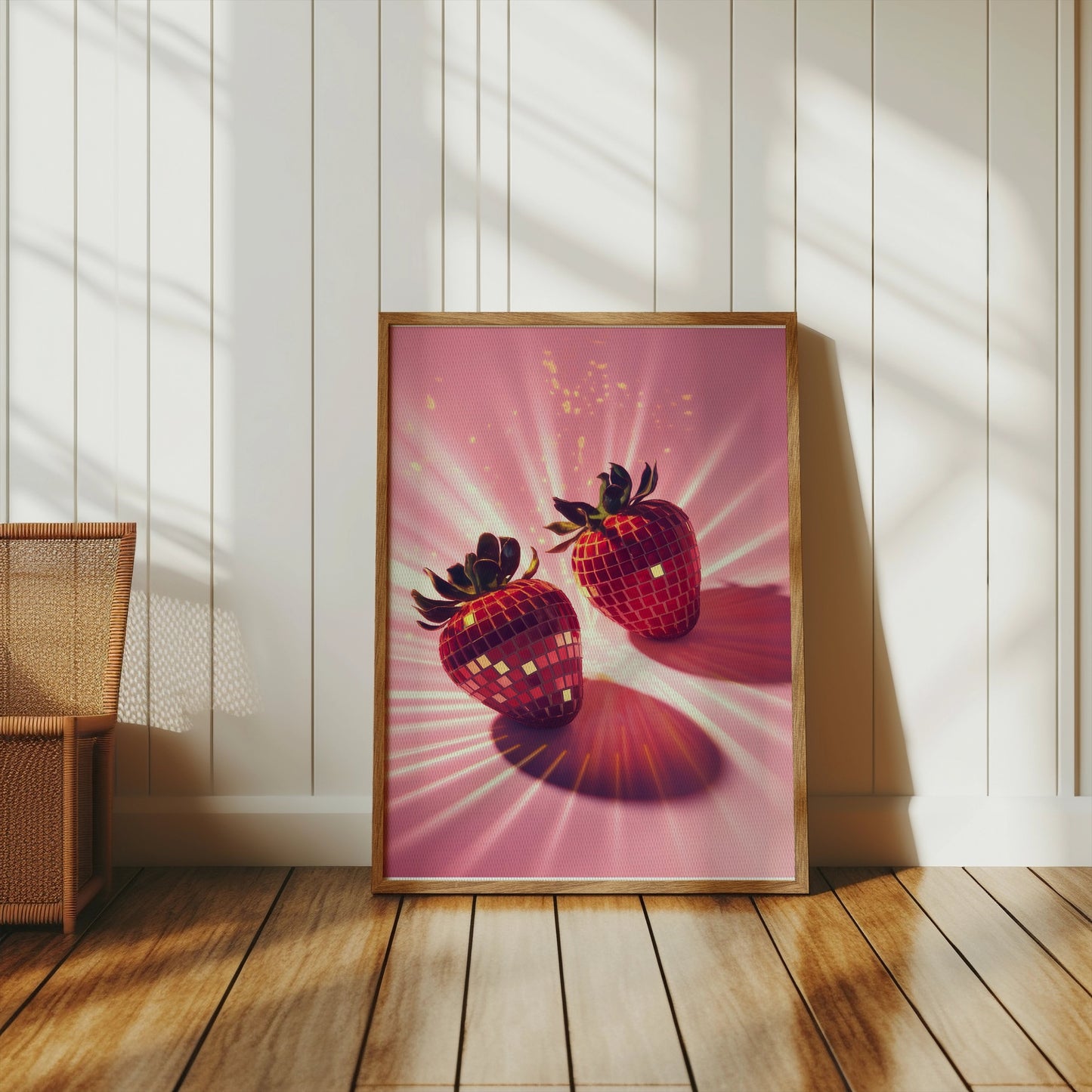 Premium Poster of Sparkling Disco Strawberry Design Art Posters