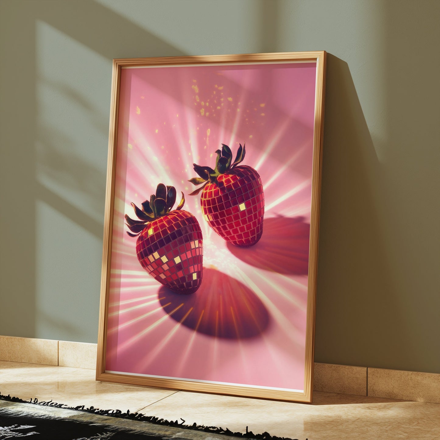 Premium Poster of Sparkling Disco Strawberry Design Art Posters