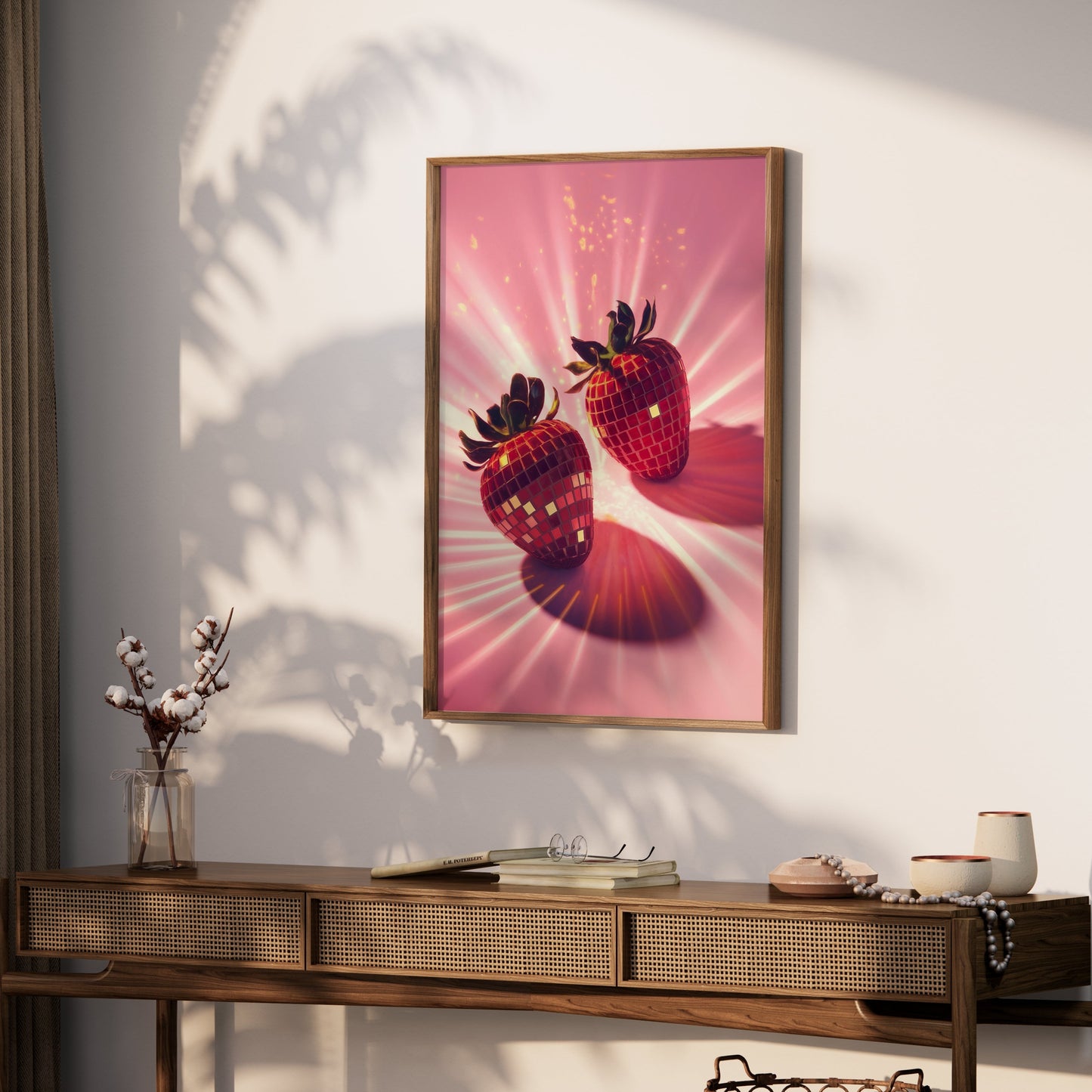 Premium Poster of Sparkling Disco Strawberry Design Art Posters