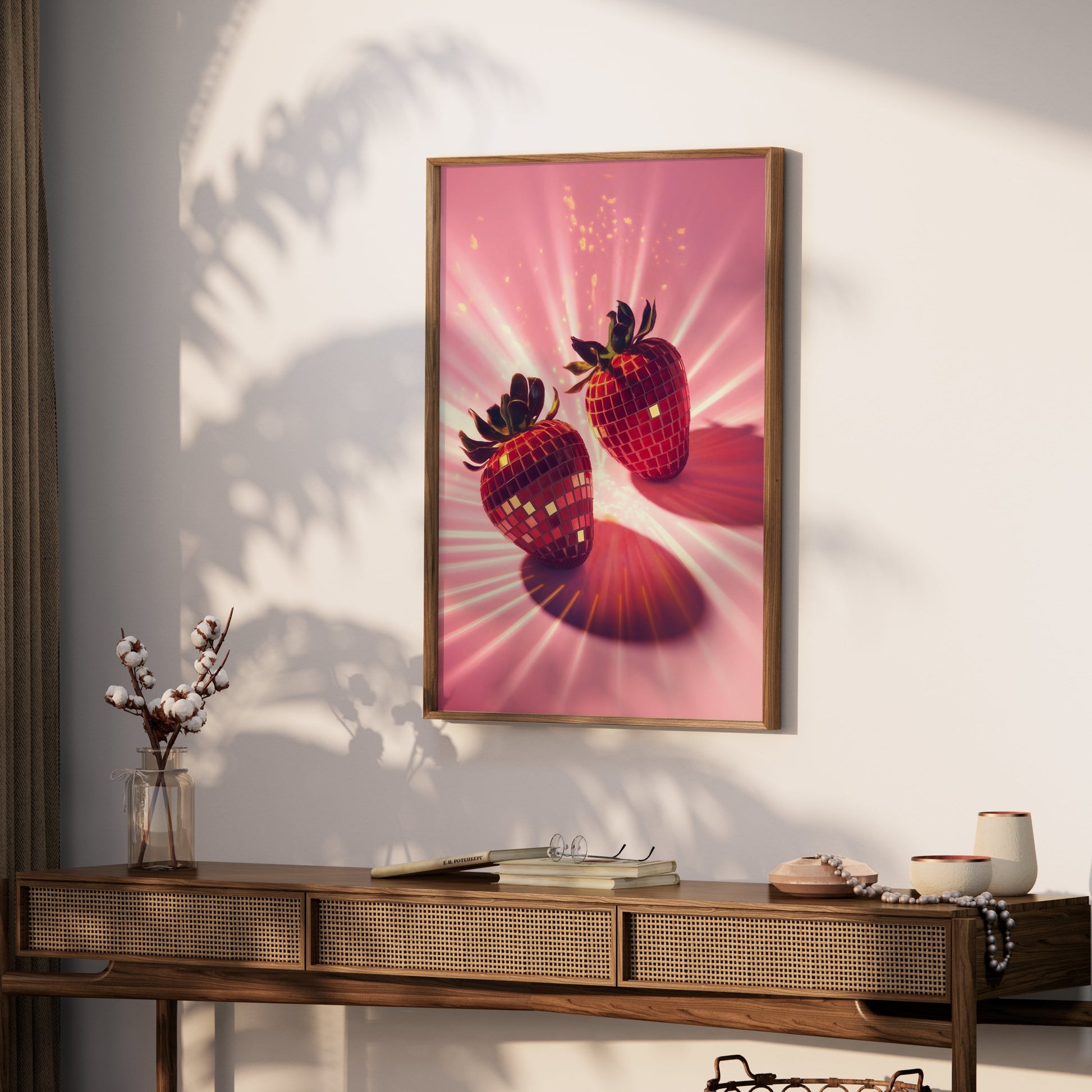 Premium Poster of Sparkling Disco Strawberry Design Art Posters