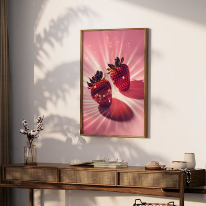 Premium Poster of Sparkling Disco Strawberry Design Art Posters