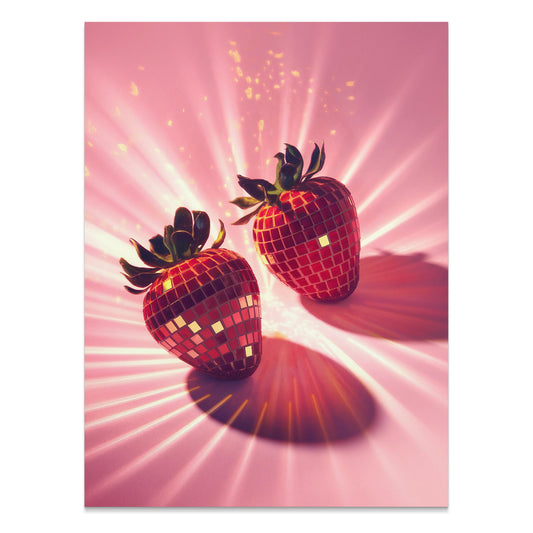 Premium Poster of Sparkling Disco Strawberry Design Art Posters
