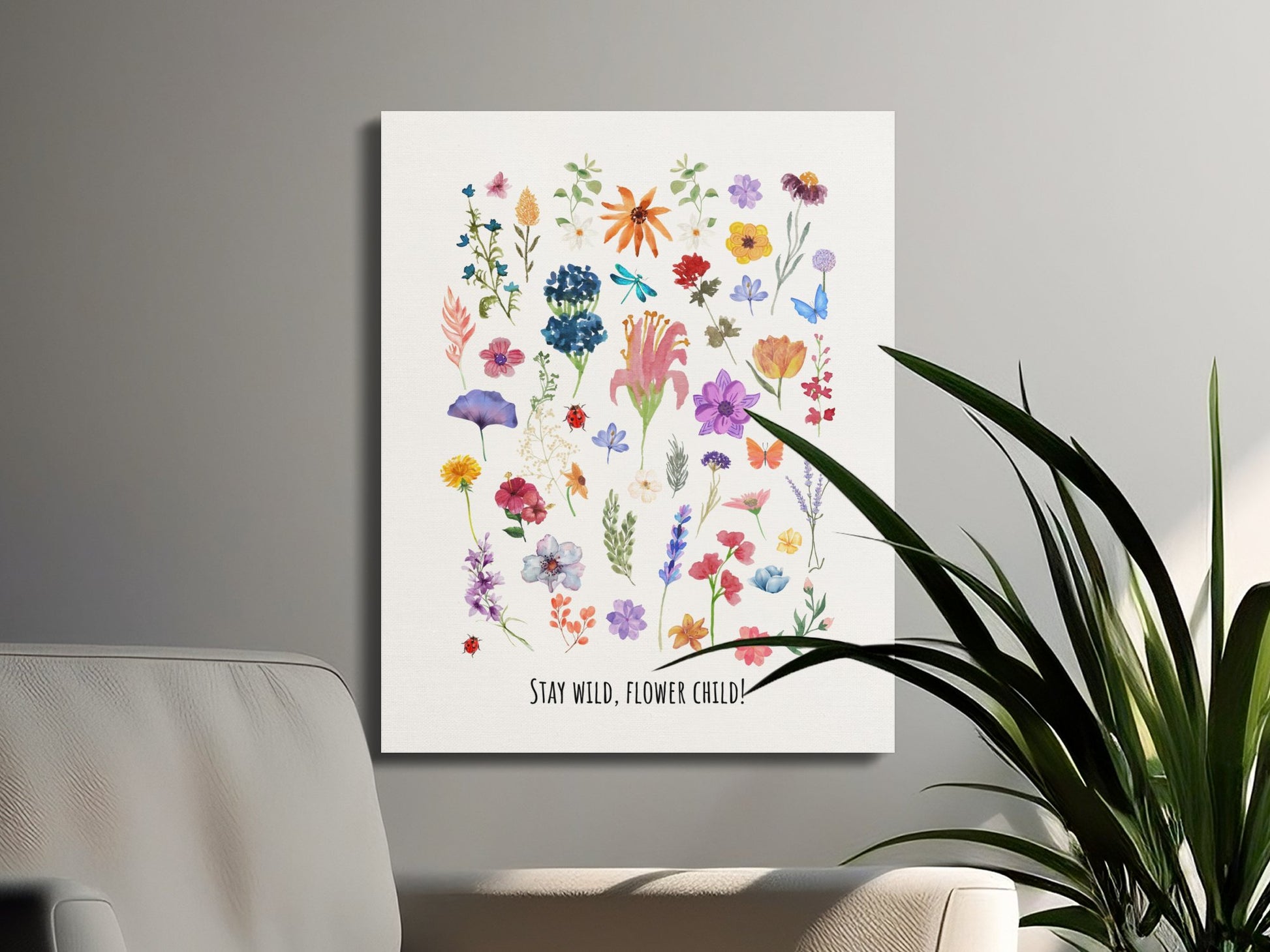 Premium Poster of Stay Wild Flower Child Nursery Wall Art Canvas Wraps