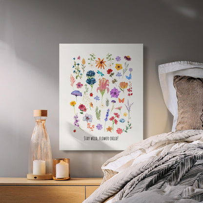 Premium Poster of Stay Wild Flower Child Nursery Wall Art Canvas Wraps