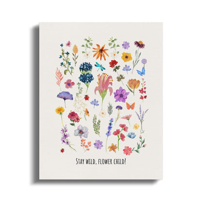 Premium Poster of Stay Wild Flower Child Nursery Wall Art Canvas Wraps