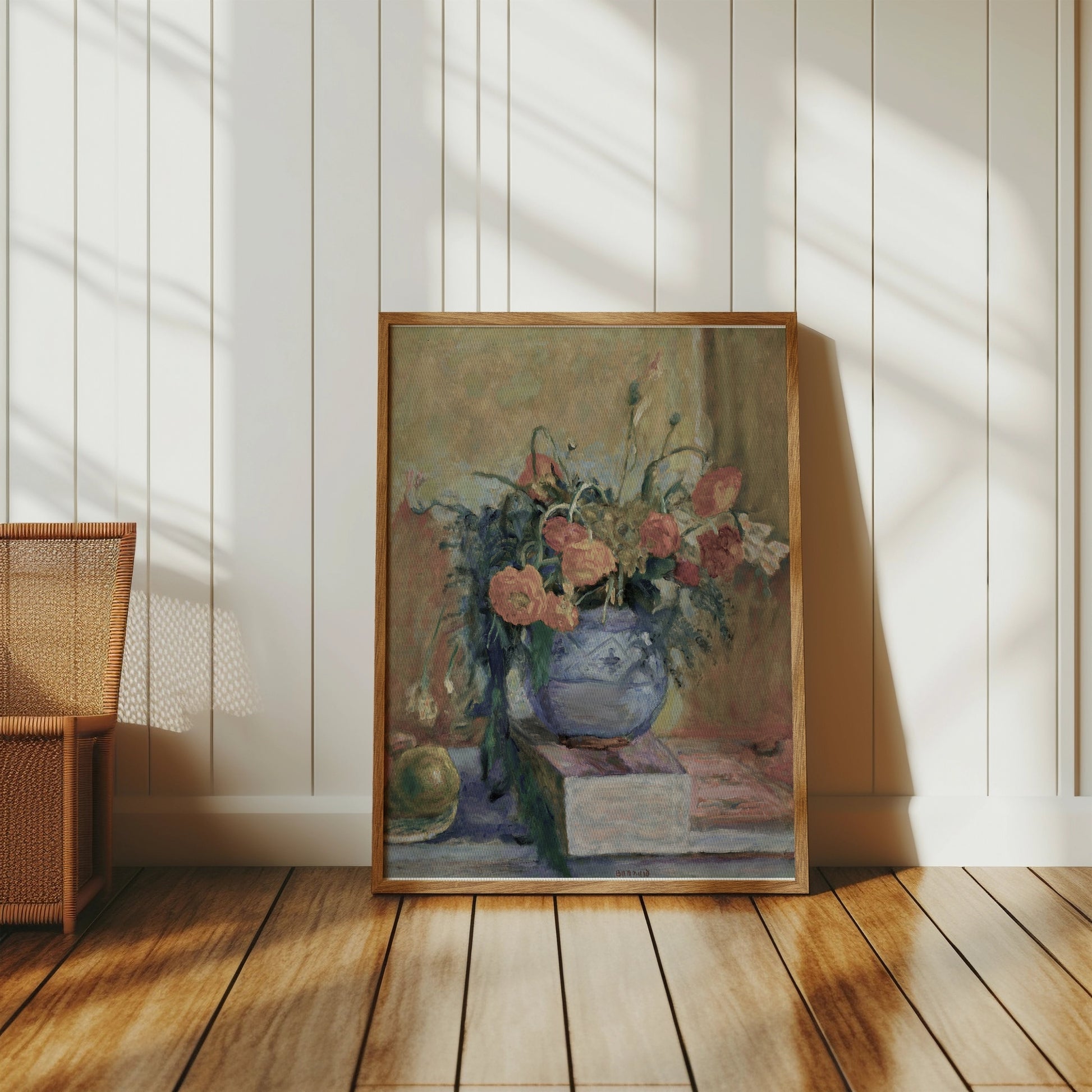 Premium Poster of Still Life of Flowers in Vase with Books Posters