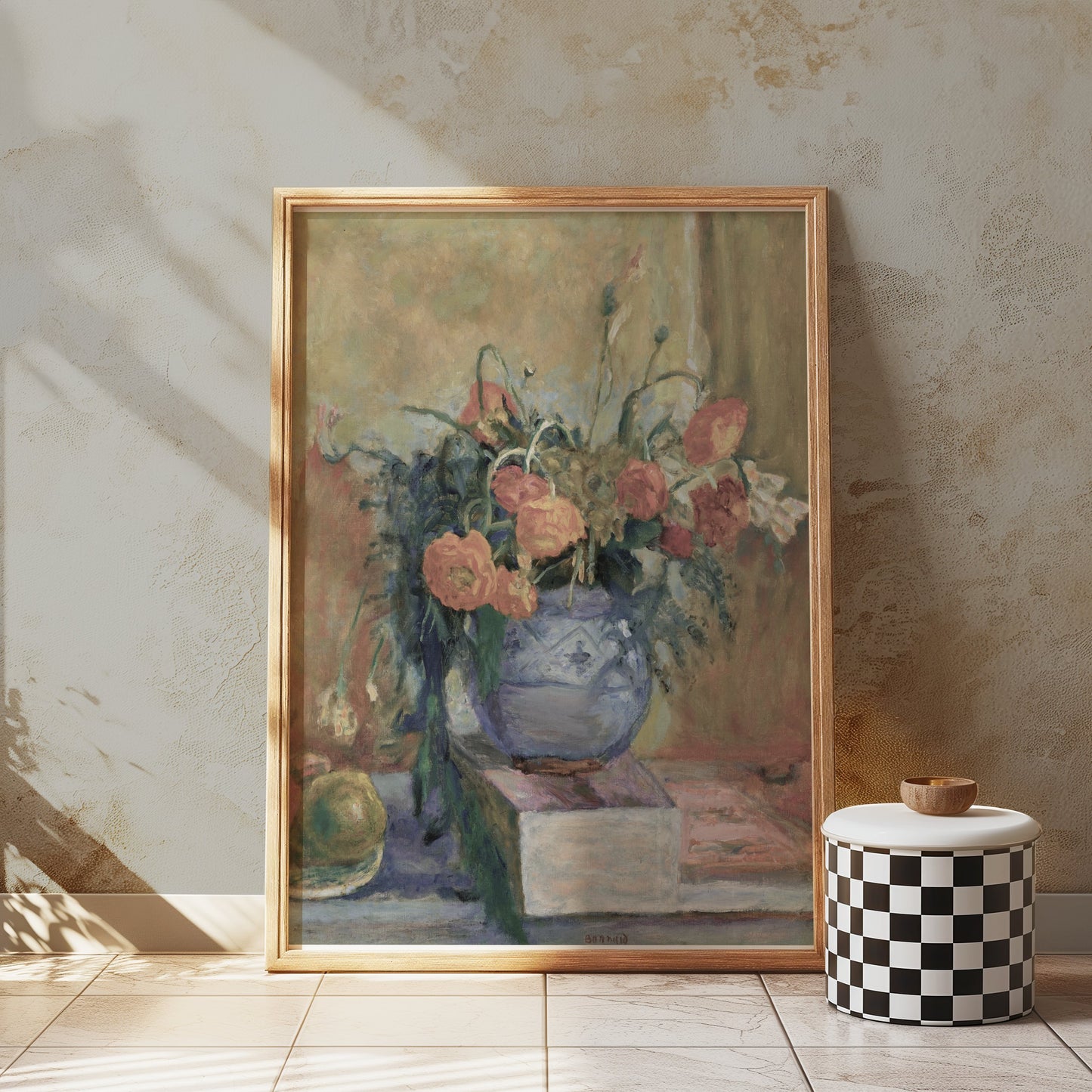 Premium Poster of Still Life of Flowers in Vase with Books Posters