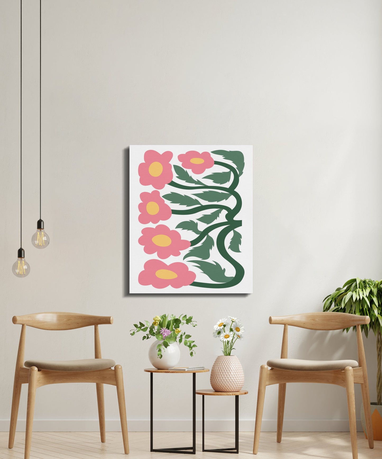 Premium Poster of Striking Floral Wall Art Beautiful Pink Flowers Canvas Wraps