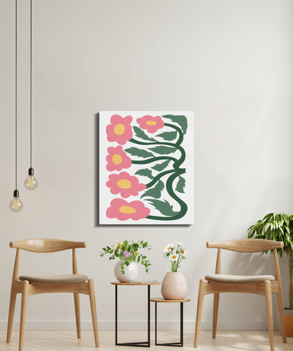 Premium Poster of Striking Floral Wall Art Beautiful Pink Flowers Canvas Wraps