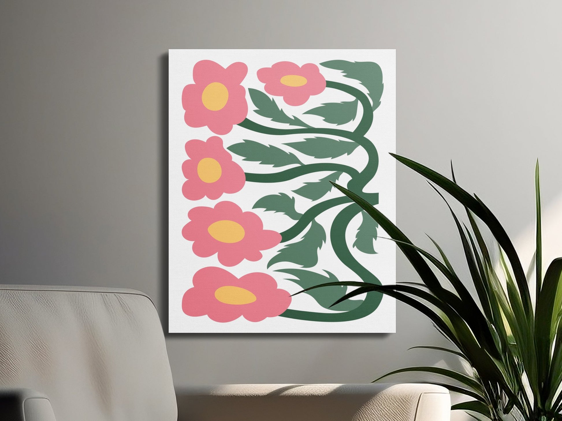 Premium Poster of Striking Floral Wall Art Beautiful Pink Flowers Canvas Wraps