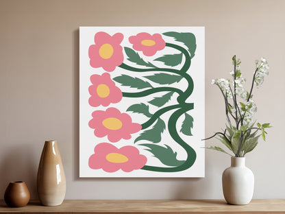 Premium Poster of Striking Floral Wall Art Beautiful Pink Flowers Canvas Wraps