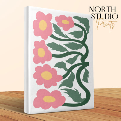Premium Poster of Striking Floral Wall Art Beautiful Pink Flowers Canvas Wraps